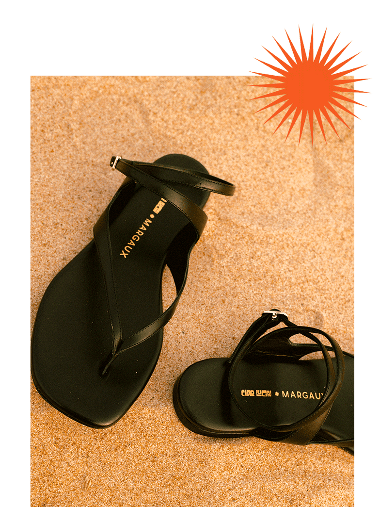 The Palermo Sandal in Black Nappa