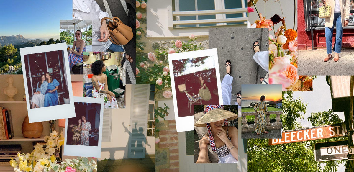 A collage of outfits and activities from the Margaux team over the summer